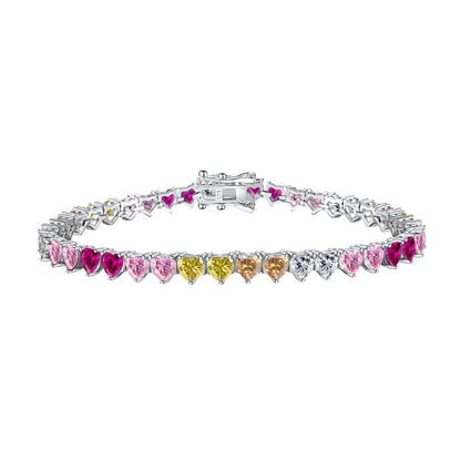 [Everoly JW]Luxuriöses buntes romantisches Herzform-Liebhaberarmband