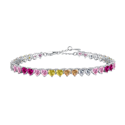 [Everoly JW]Luxuriöses buntes romantisches Herzform-Liebhaberarmband