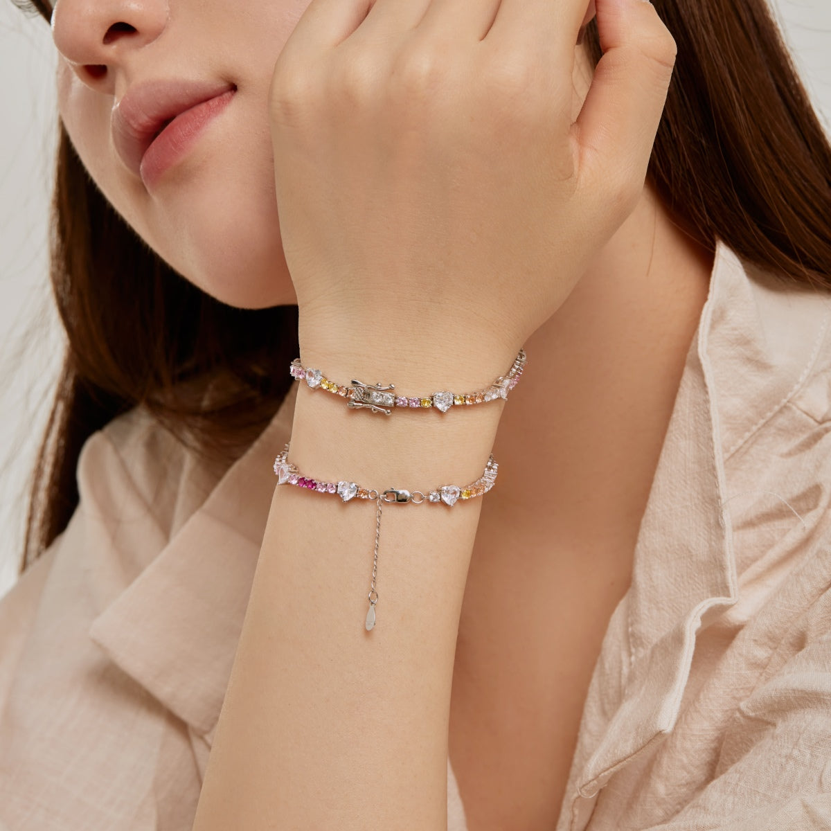 [Everoly JW] Romantisches Armband in Herzform mit rundem Schliff