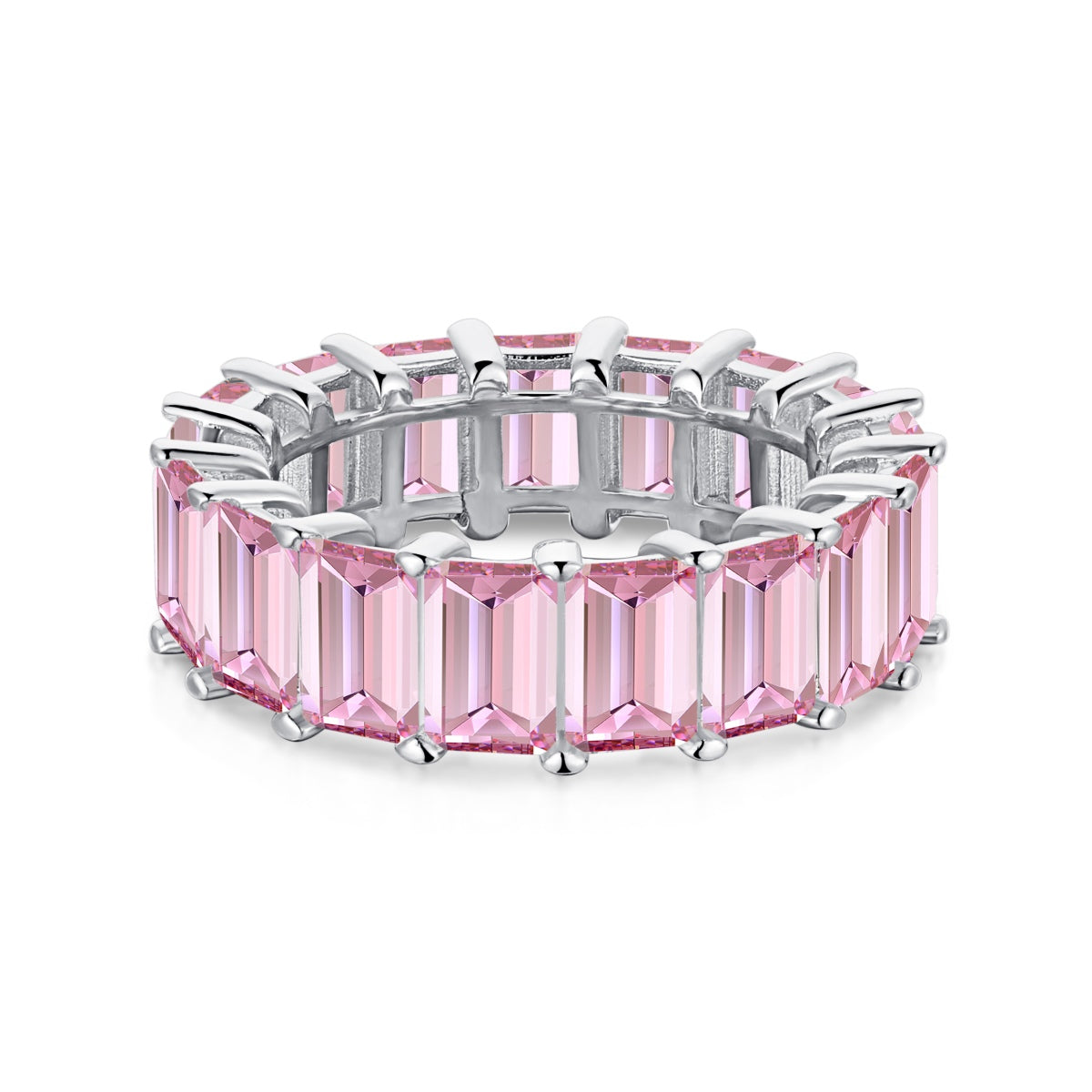 [Everoly JW]Eleganter Tennisring im Smaragdschliff mit 0,75 Karat