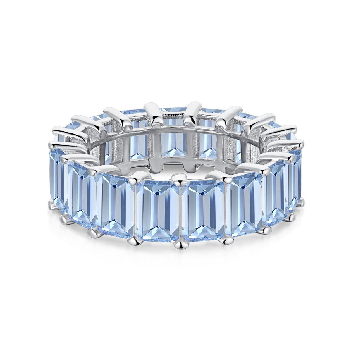 [Everoly JW]Eleganter Tennisring im Smaragdschliff mit 0,75 Karat