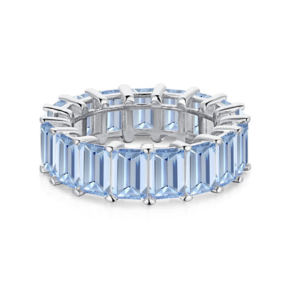 [Everoly JW]Eleganter Tennisring im Smaragdschliff mit 0,75 Karat