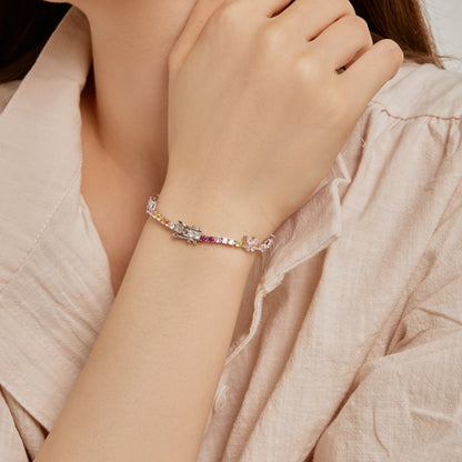[Everoly JW] Verziertes buntes Schmetterlings-Armband im Rundschliff