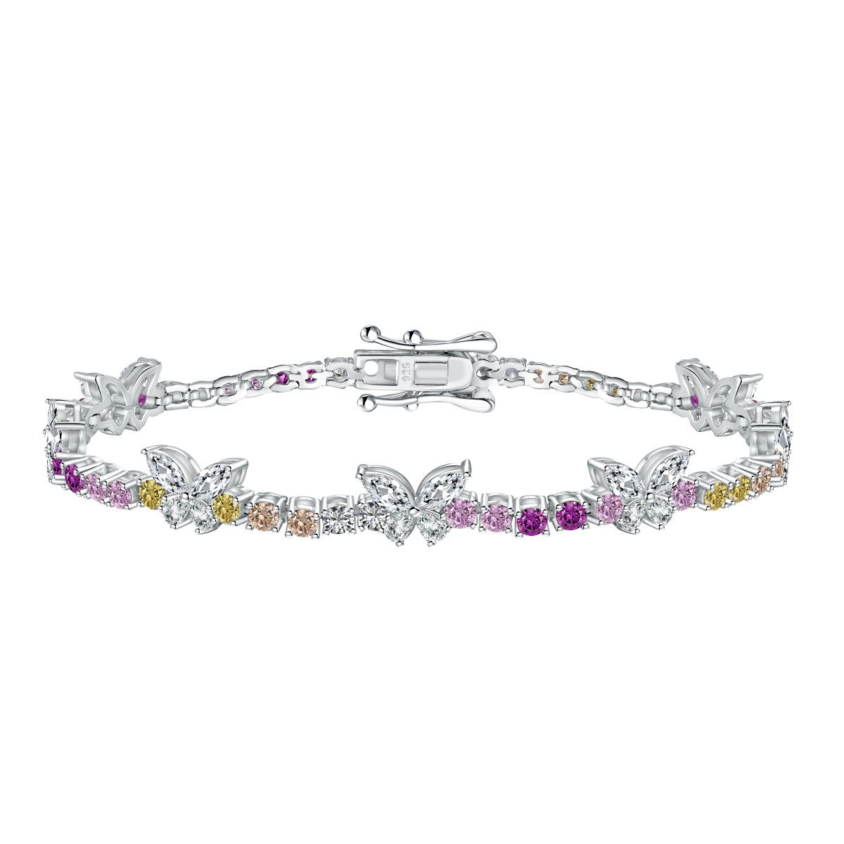 [Everoly JW] Verziertes buntes Schmetterlings-Armband im Rundschliff
