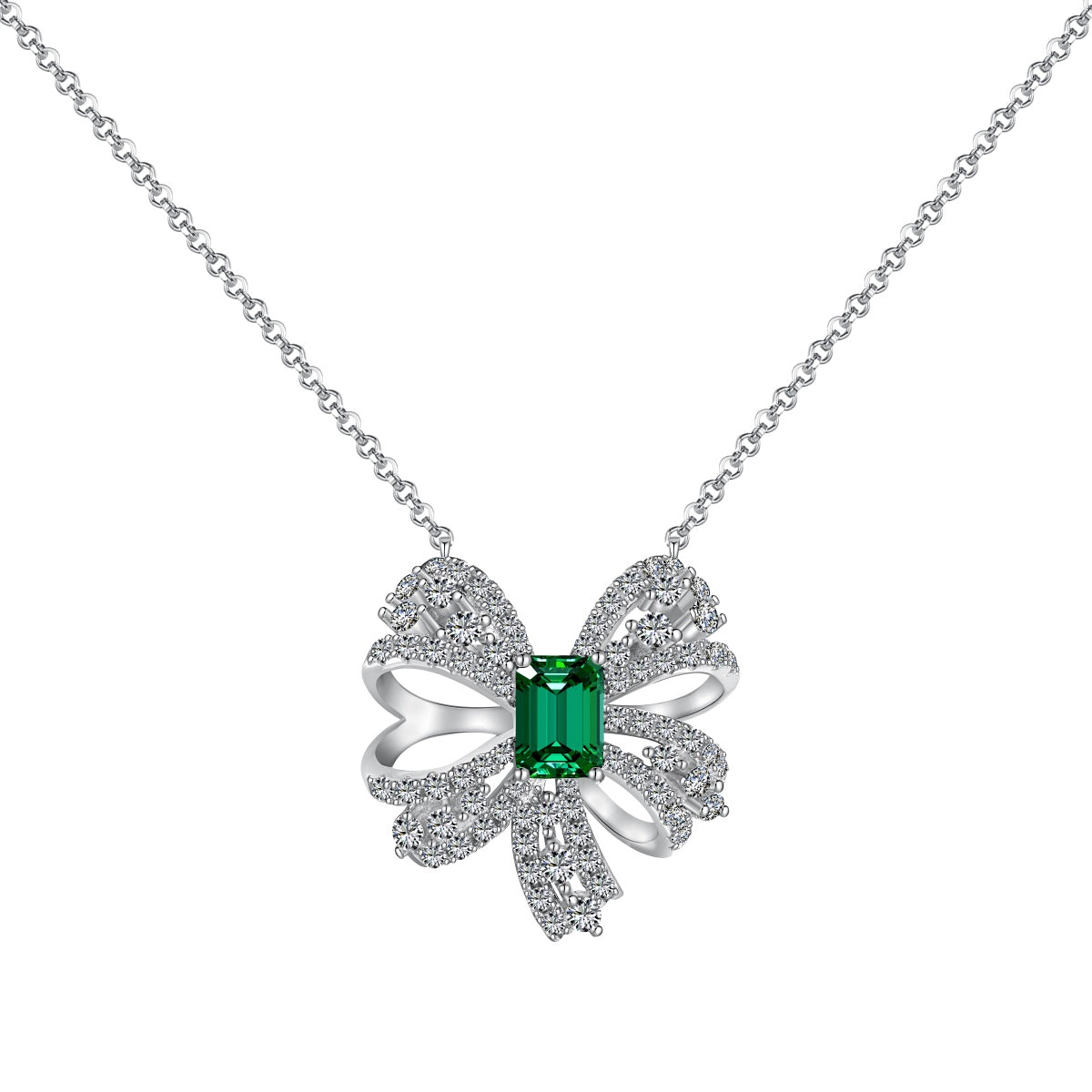 [Elitejewels]Luxurious Flower Shape Emerald Cut Necklace