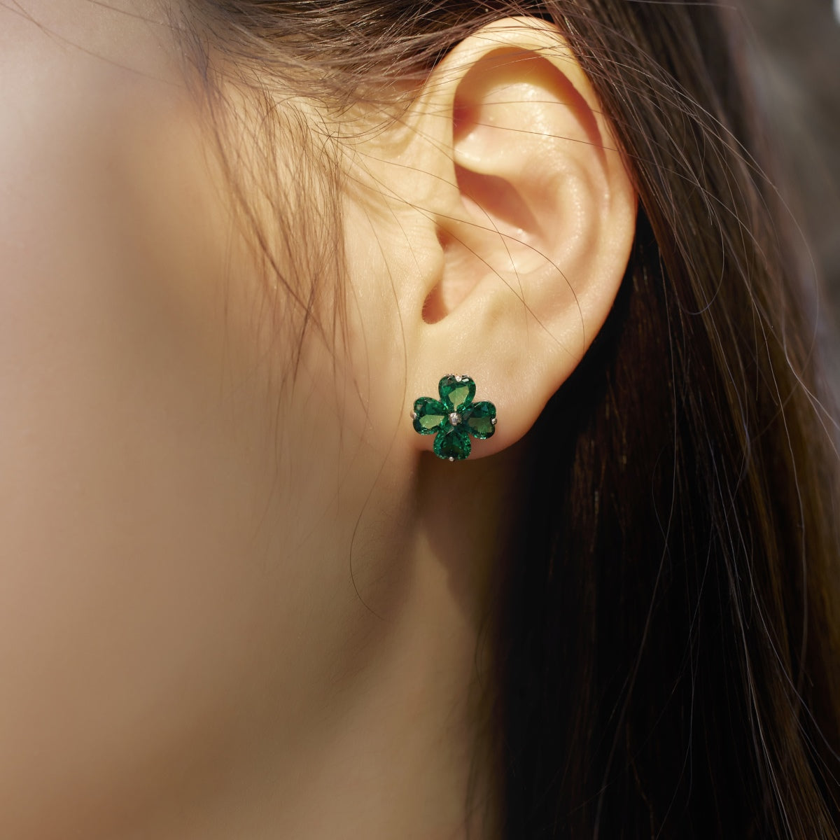 [Elitejewels]Four-Leaf Clover Ball Earrings