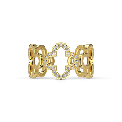 [Everoly JW]Hollow Design Four-Leaf Clover Flower Shape Ring