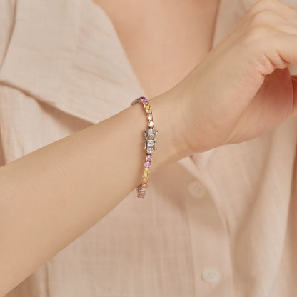 [Everoly JW] Strahlend buntes Tennisarmband mit Rundschliff