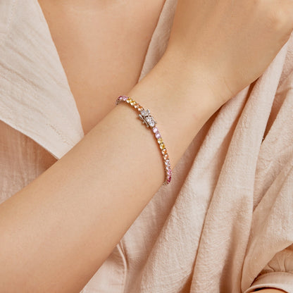 [Everoly JW] Strahlend buntes Tennisarmband mit Rundschliff