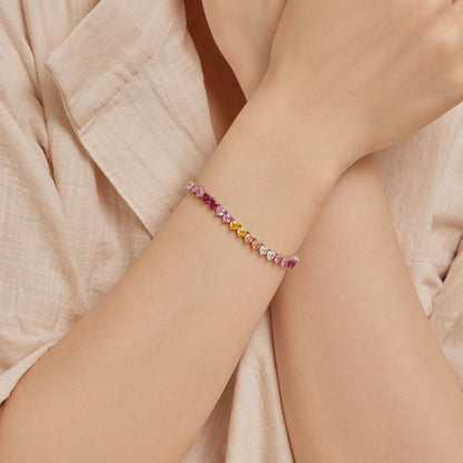 [Everoly JW]Luxuriöses buntes romantisches Herzform-Liebhaberarmband