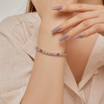 [Everoly JW] Zartes, farbenfrohes Armband im Smaragdschliff