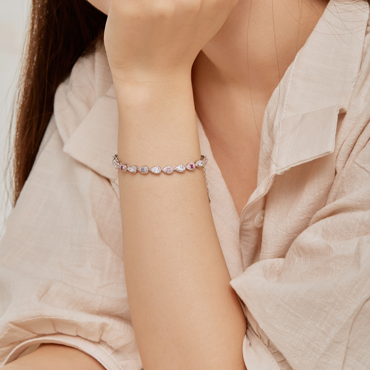 [Everoly JW]0,25 Karat strahlendes Wassertropfen-Armband für den Alltag