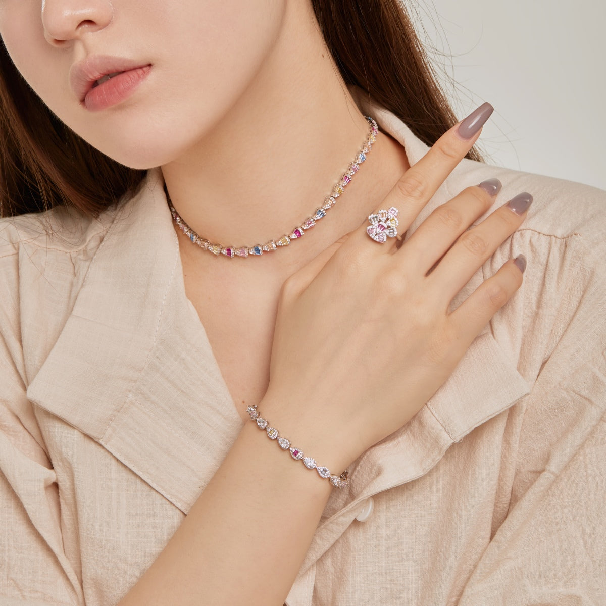 [Everoly JW]0,25 Karat strahlendes Wassertropfen-Armband für den Alltag
