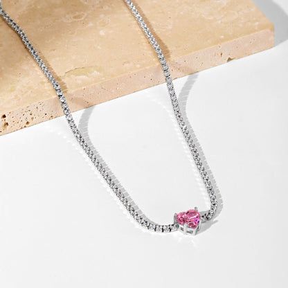 [Elitejewels]2.0 Carat Sparkling Tennis Heart Cut Necklace