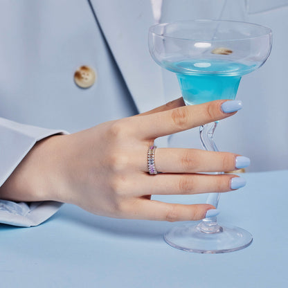 [Everoly JW]Splashy Ornate Emerald Cut Cocktail Ring