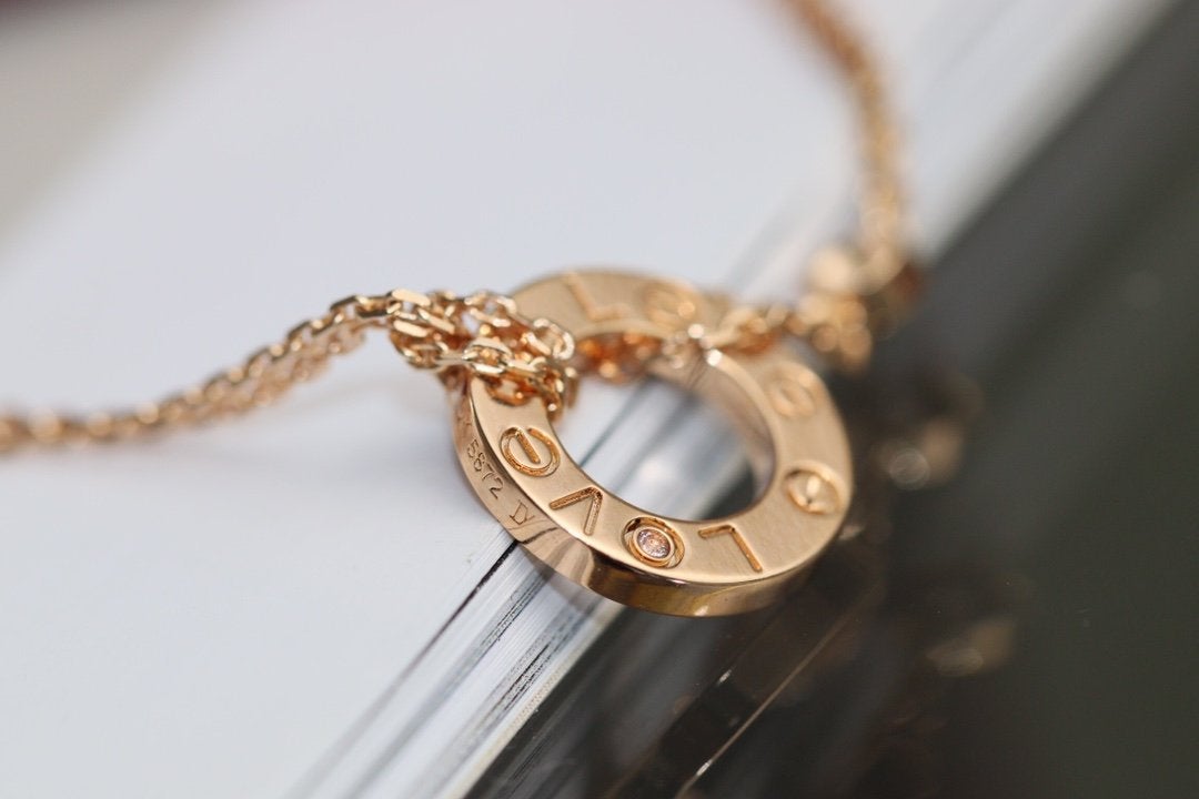 [Everoly JW] LIEBESHALSKETTE VERSTELLBAR ROSÉGOLD 2 DIAMANT 