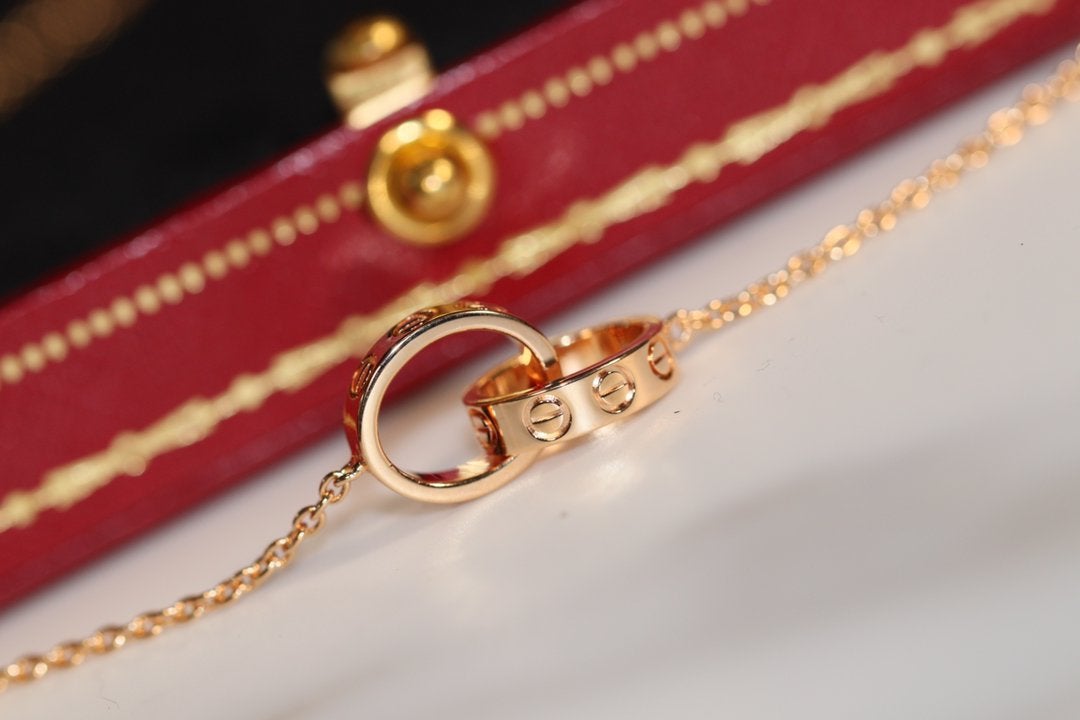 [Elitejewels]LOVE NECKLACE PINK GOLD AND SILVER