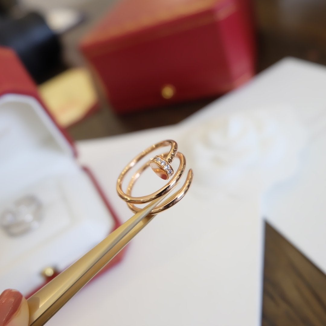 [Elitejewels]JUSTE RING 1.8MM PINK GOLD DOUBLE ROW