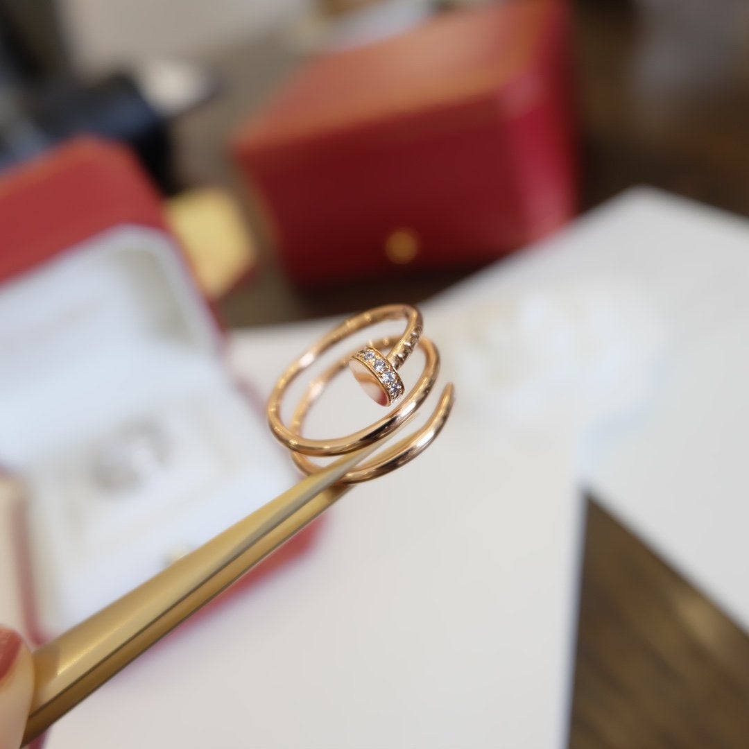 [Elitejewels]JUSTE RING 1.8MM PINK GOLD DOUBLE ROW