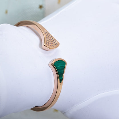 [Elitejewels]DREAM BRACELET OPEN MALACHITE PINK GOLD