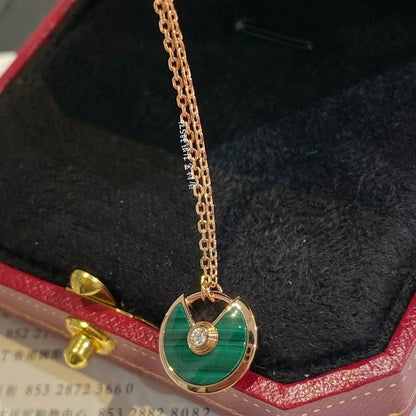 [Elitejewels]AMULETTE ROSE GOLD MALACHITE NECKLACE