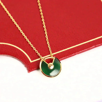 [Elitejewels]AMULETTE GOLD MALACHITE NECKLACE