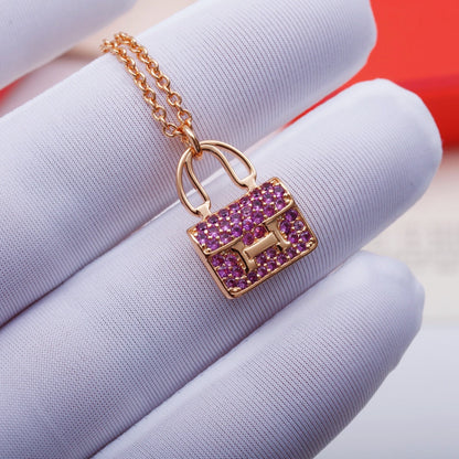 [Everoly JW]CONSTANCE ANHÄNGER LILA DIAMANT HALSKETTE