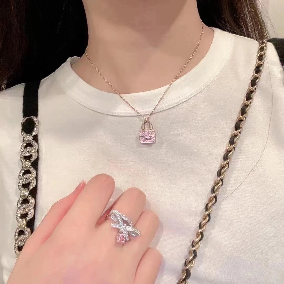 [Everoly JW]CONSTANCE ANHÄNGER LILA DIAMANT HALSKETTE