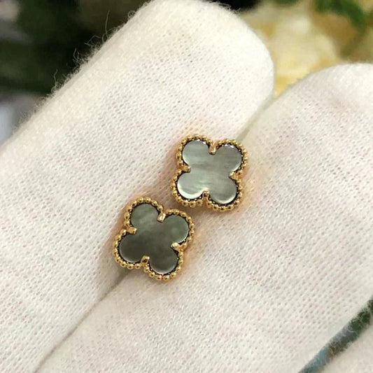 [Elitejewels]CLOVER MINI 9.5MM GRAY MOP EARRINGS