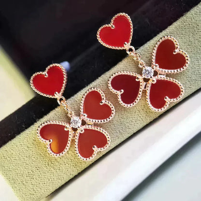 [Elitejewels]SWEET CLOVER CARNELIAN EARRINGS