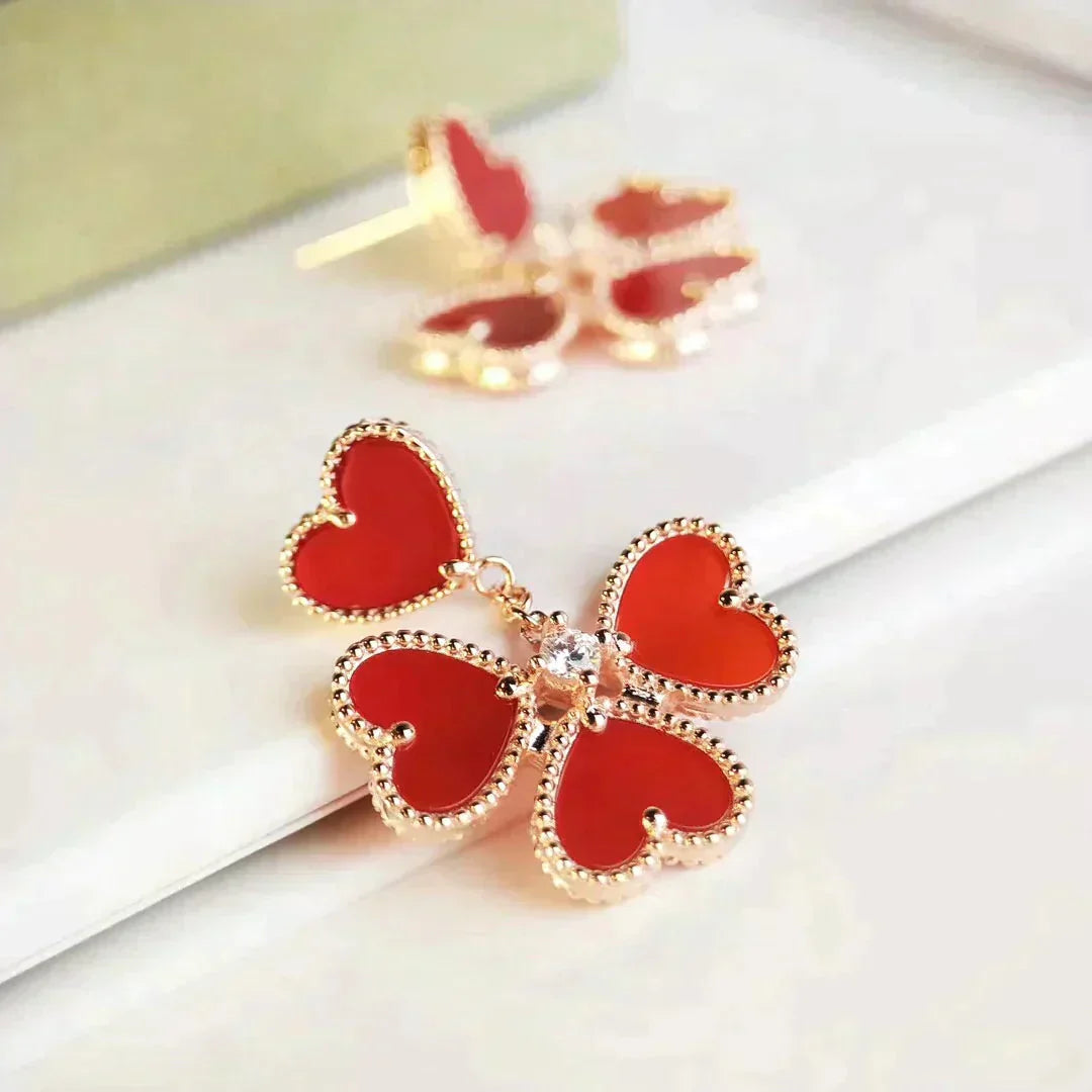 [Elitejewels]SWEET CLOVER CARNELIAN EARRINGS