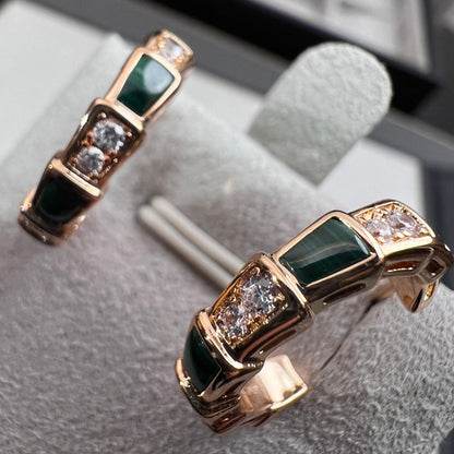 [Elitejewels]SERPENTI MALACHITE PINK GOLD EARRINGS