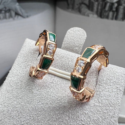 [Elitejewels]SERPENTI MALACHITE PINK GOLD EARRINGS