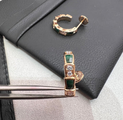 [Elitejewels]SERPENTI MALACHITE PINK GOLD EARRINGS