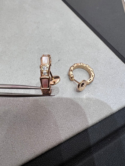 [Elitejewels]SERPENTI MOP PINK GOLD EARRINGS