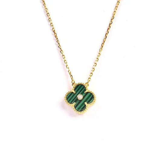 [Elitejewels]CLOVER 15MM DIAMOND TURQUOISE NECKLACE