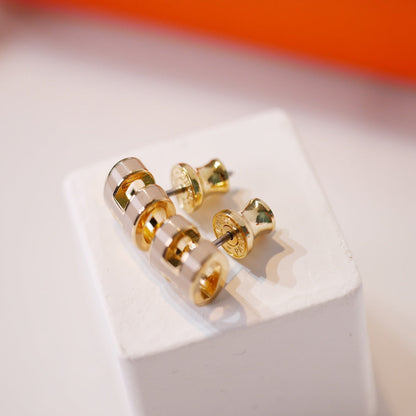 [Elitejewels]MINI POP H GOLD EARRINGS GREY