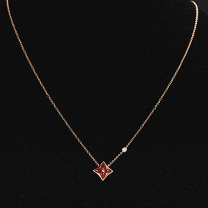 [Elitejewels]STAR NECKLACE PINK GOLD 1 DIAMOND