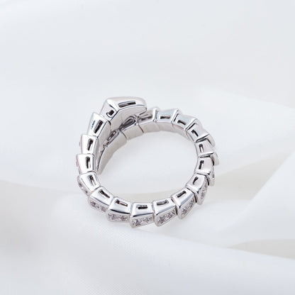 [Elitejewels]SERPENTI RING SILVER DIAMOND PAVED 4MM