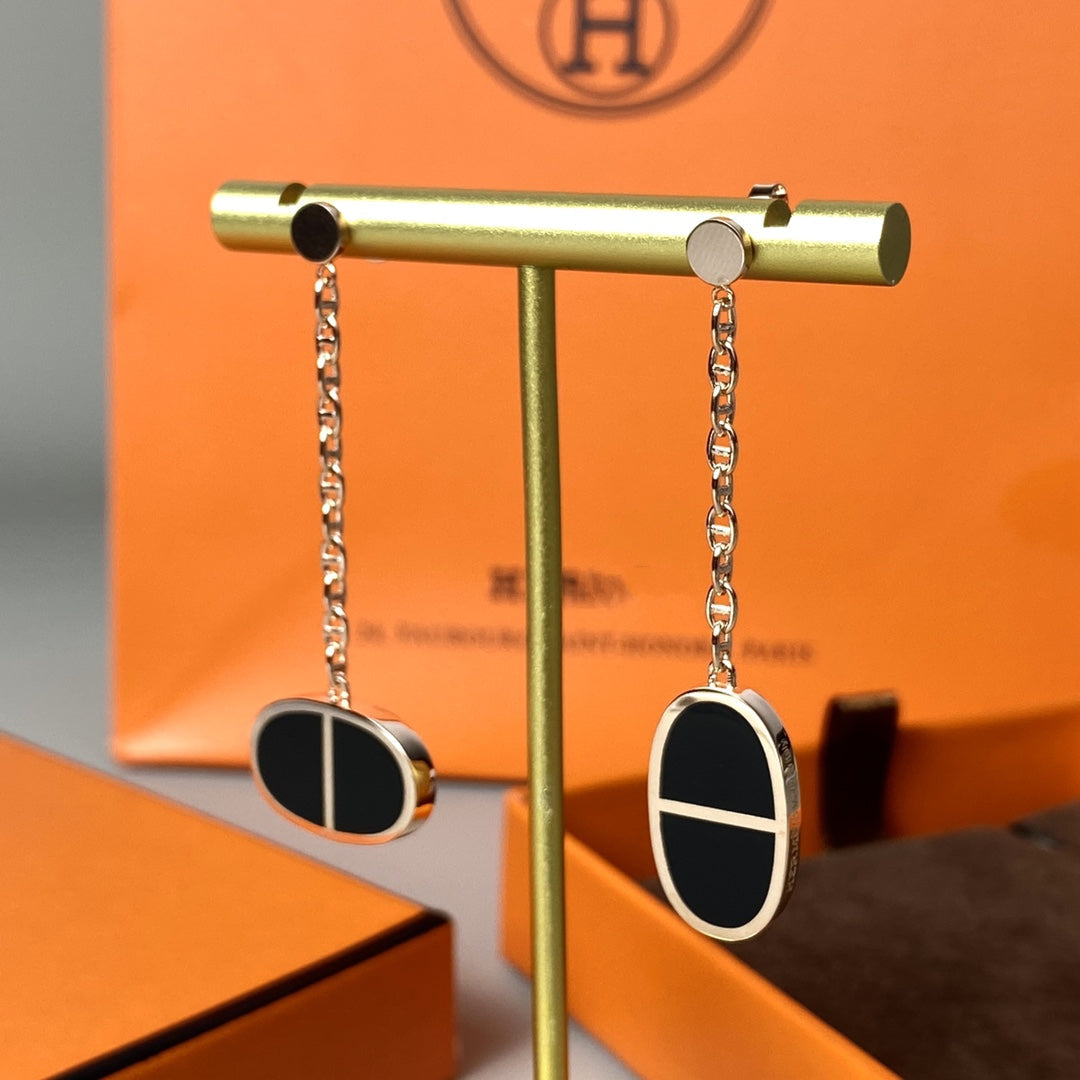 [Everoly JW]CHAINE VERSO BLACK CERAMIC EARRINGS