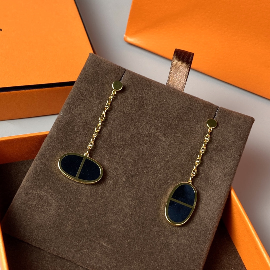 [Everoly JW]CHAINE VERSO BLACK CERAMIC EARRINGS