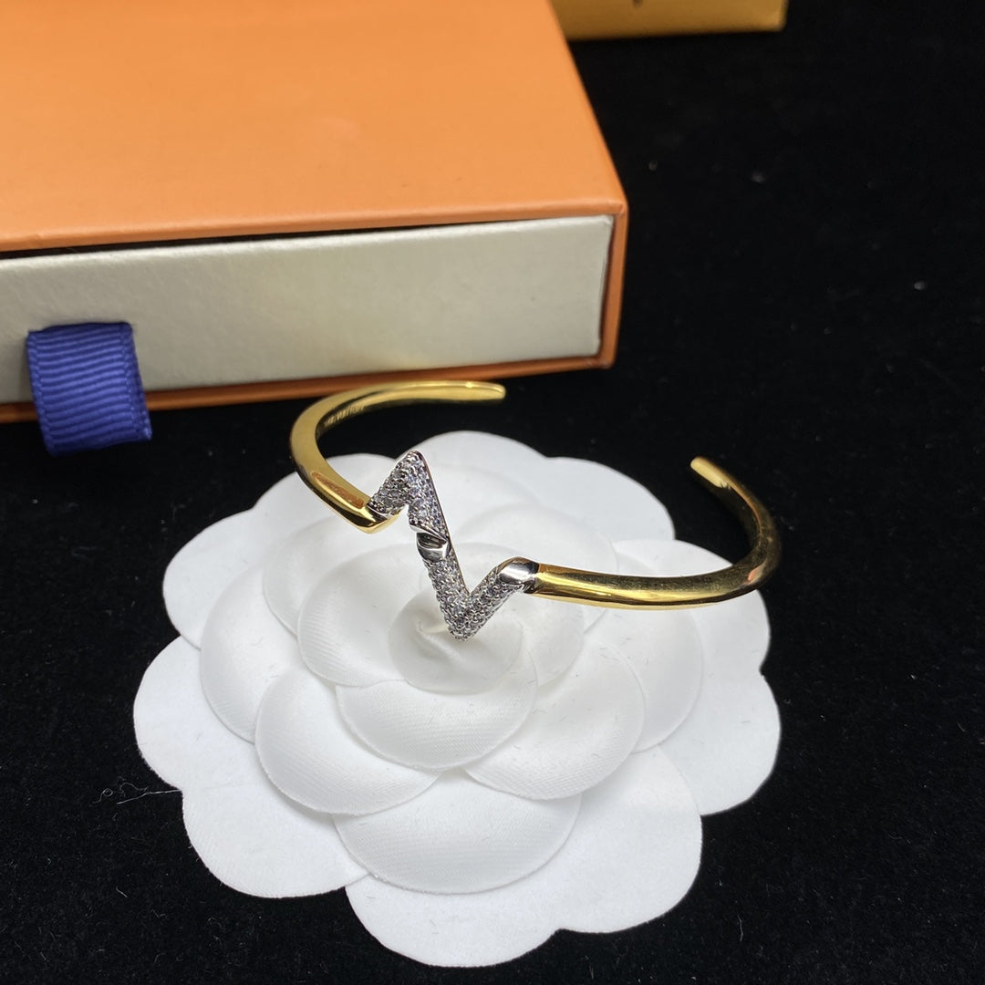 [Everoly JW]VOLTE UPSITEN DOWN DIAMANT GOLD OFFENES ARMBAND