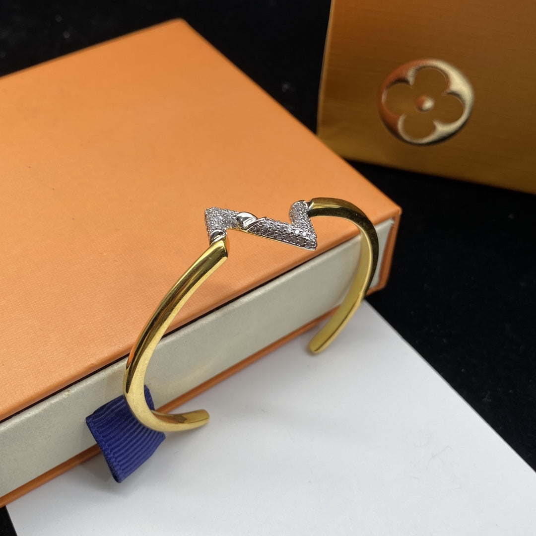 [Everoly JW]VOLTE UPSITEN DOWN DIAMANT GOLD OFFENES ARMBAND