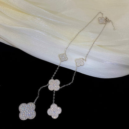 [Everoly JW]CLOVER 5 MOTIFS SILVER DIAMONDS NECKLACE