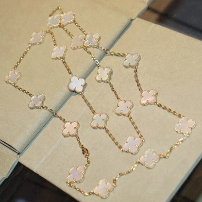 [Elitejewels]CLOVER 20 MOTIFS WHITE MOP NECKLACE