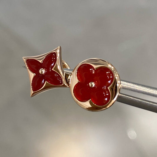 [Everoly JW]Ohrstecker mit Stern und Sonne, Roségold, Karneol