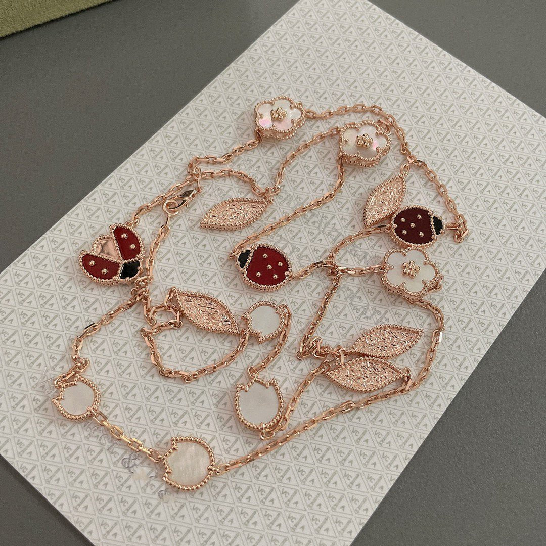 [Everoly JW]LUCKY SPRING 15 MOTIFS ROSE GOLD NECKLACE