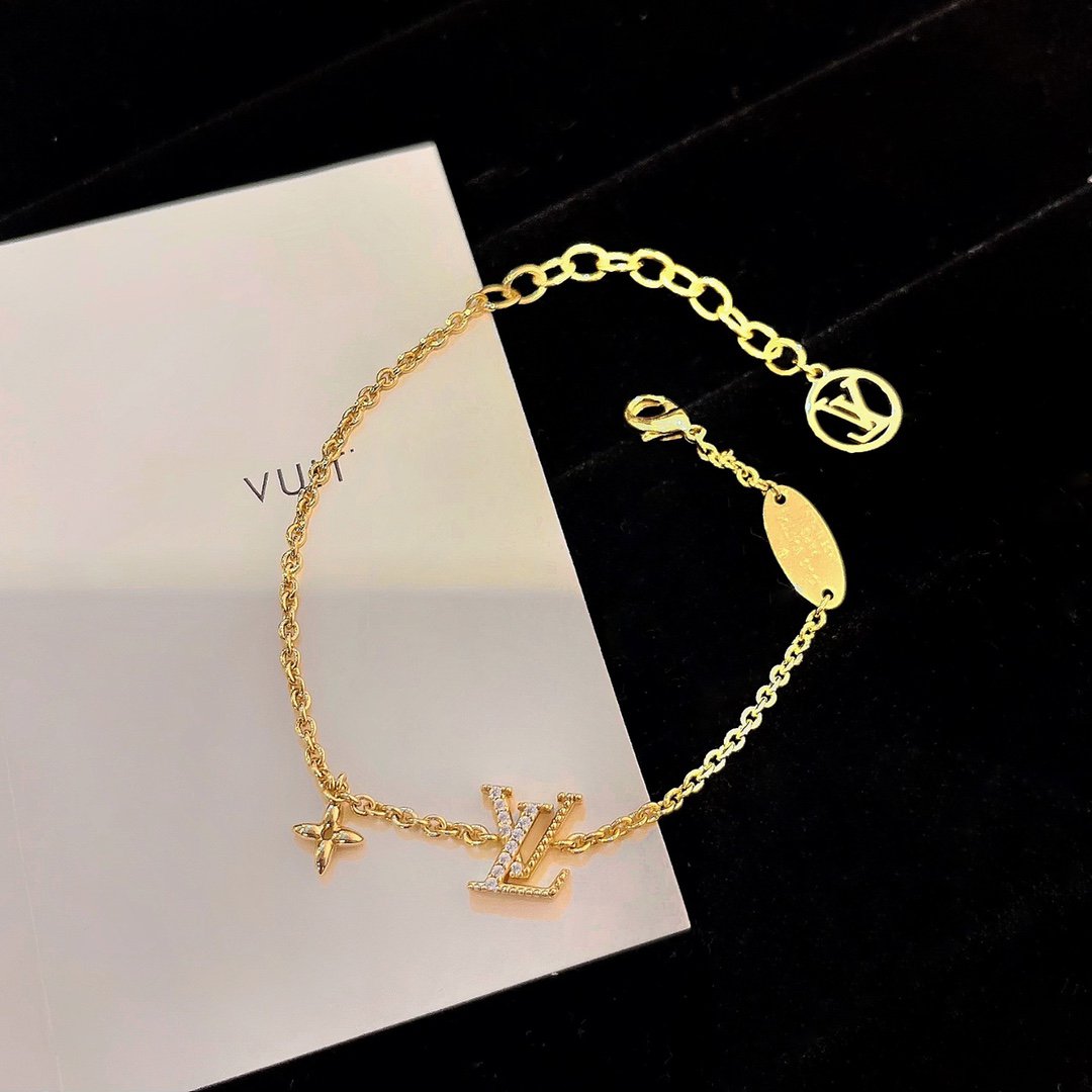 [Elitejewels] GOLDARMBAND MIT LV-LOGO UND STERNMOTIV