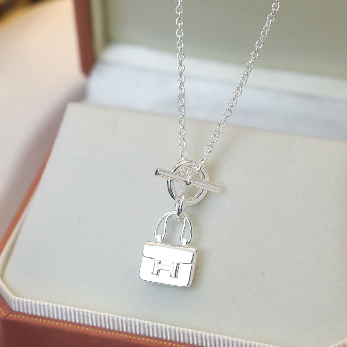 [Elitejewels]POP H PEDANT SILVER NECKLACE