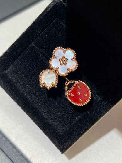 [Elitejewels]LUCKY 3 MOTIF ROSE GOLD RING